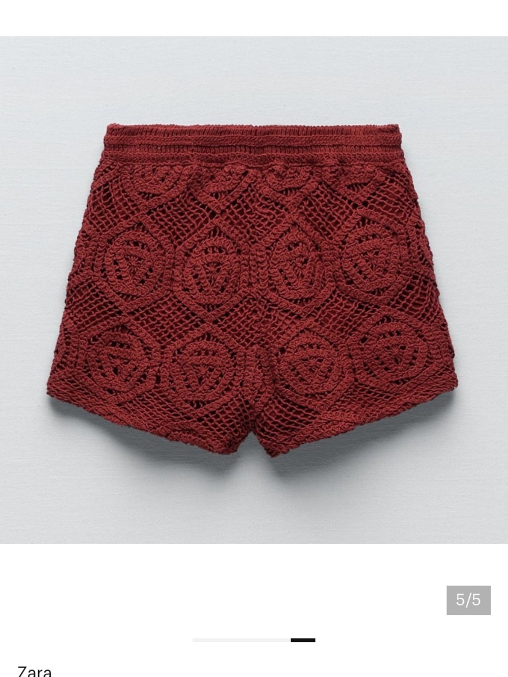 Zara High-waisted Crochet Shorts Maroon